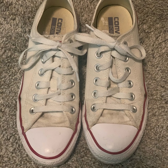 White Low Top Converse Sneakers - Picture 1 of 7
